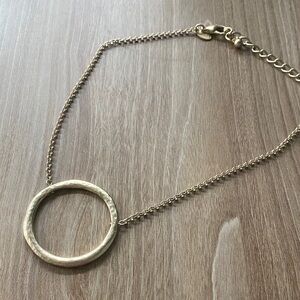 Chico's Textured Gold Toned Circle Pendant Necklace